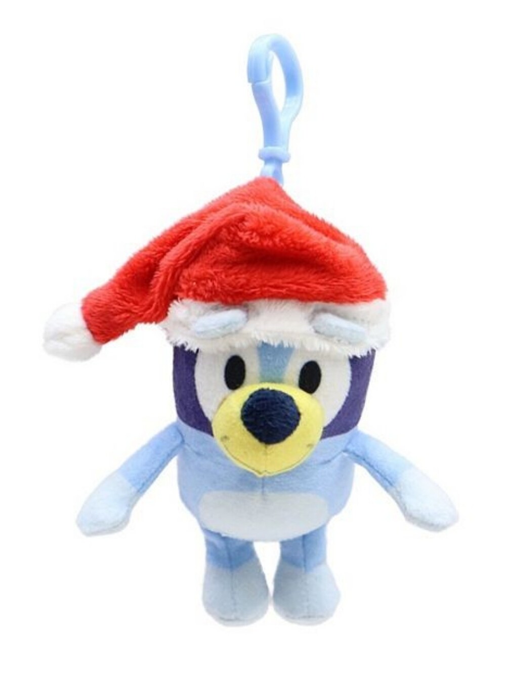 Blue Plush Clip-On Toy with Red Santa Hat